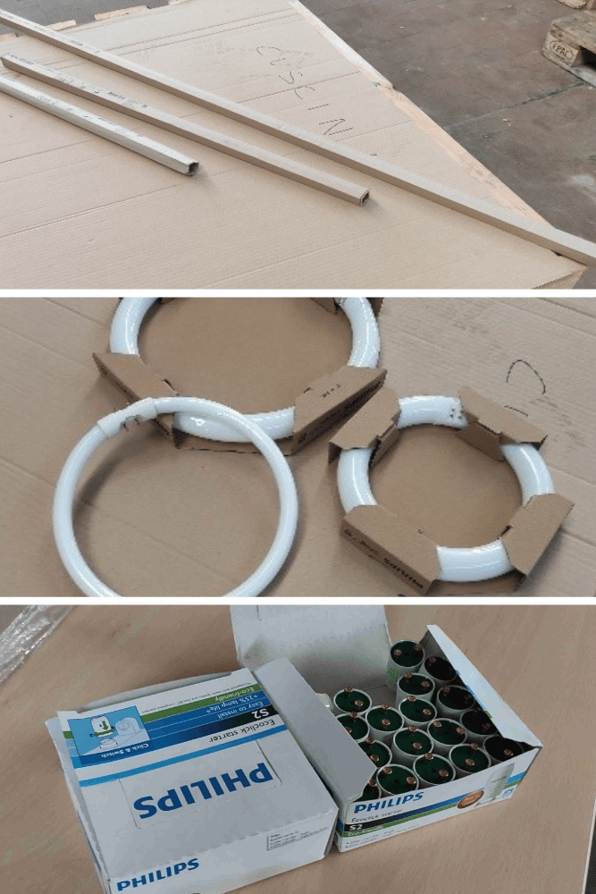 Materiali di illuminazione (solo tubi, circoline e starter, come da foto)&nbsp;